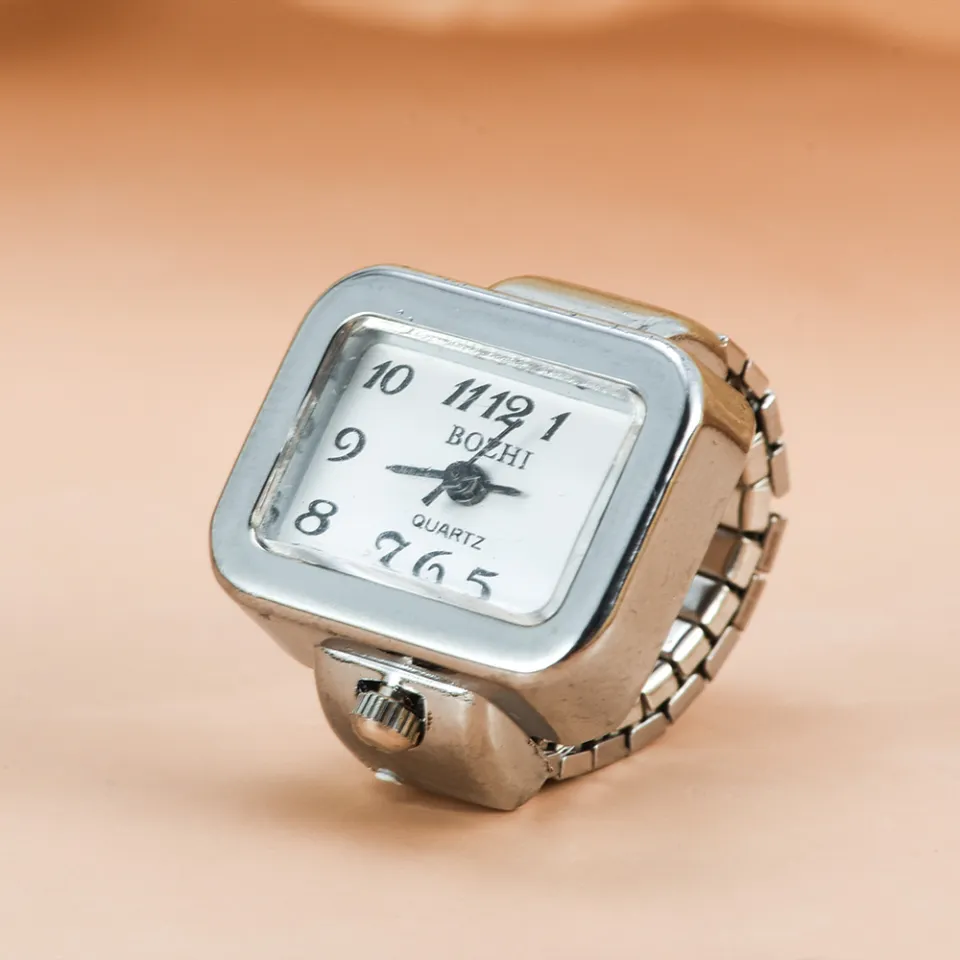 Rectangular Vintage Ring Watch Small Finger Watch Ring Dial Quartz