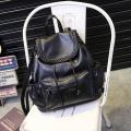 Fashion Knit Women Preppy Simple Style PU Leather Backpack Shoulder Bag Schoolbag - Black. 