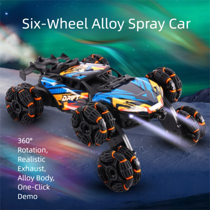 Sixto Rc New Alloy Plastic RC Stunt Car 6x6 Spray Gas Orange Purple Remote ...