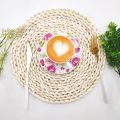 Natural Corn Straw Woven Handmade Husk Rattan Placemats Cup Coaster Grass Mats Heat Resistant Kitchen Dining Table Accessories. 