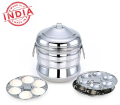 Lotus Stainless Steel Silver Idli Maker/Pot/Satti  (9 IDLY, 2 plates). 