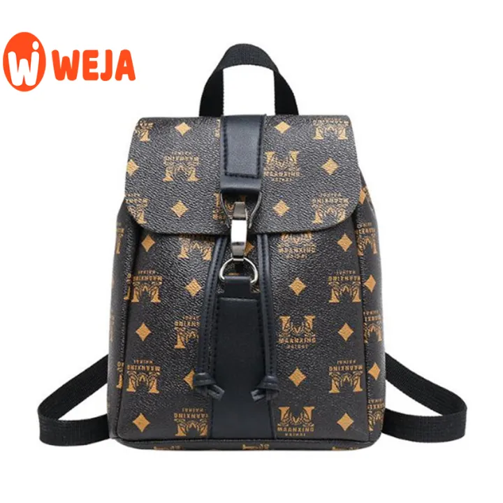 【WEJA】Lock Backpack Travel Womens Bags Packs Shoulder Bag Beg Wanita Perempuan Girl Student Women Perempuan Lady Sling Bag for Raya Murah Pretty Hadiah Gift Korea Japan Travel Handbag Dinner Outing
