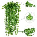 12Pcs Artificial Ivy Vine Hanging Garland False Leaf Vine Family Garden Wedding Wall Decoration, 84 Feet, Green. 
