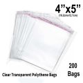 Flyers Transparent Wholesale Price Self Sealing Bags Bundle of 200 Flyers OPP Clear Transparent 4 X 5 inches Polythene Bags Plastic Bags Self Adhesive Cookie Packing Materials Candy Darz Flyers Packaging Jewelry Gift Packing Cellophane Bag. 