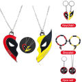 【HOT】 Deadpool And Wolverine Best Friends Bracelet Set Friendship Keychain Matching Pendant Key Chain For Cosplay Necklace Kids Gift. 