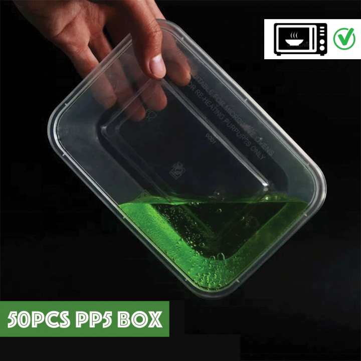 50Pcs of 750ML White PP5 Plastic Food Container | Microwavable | Daraz.lk