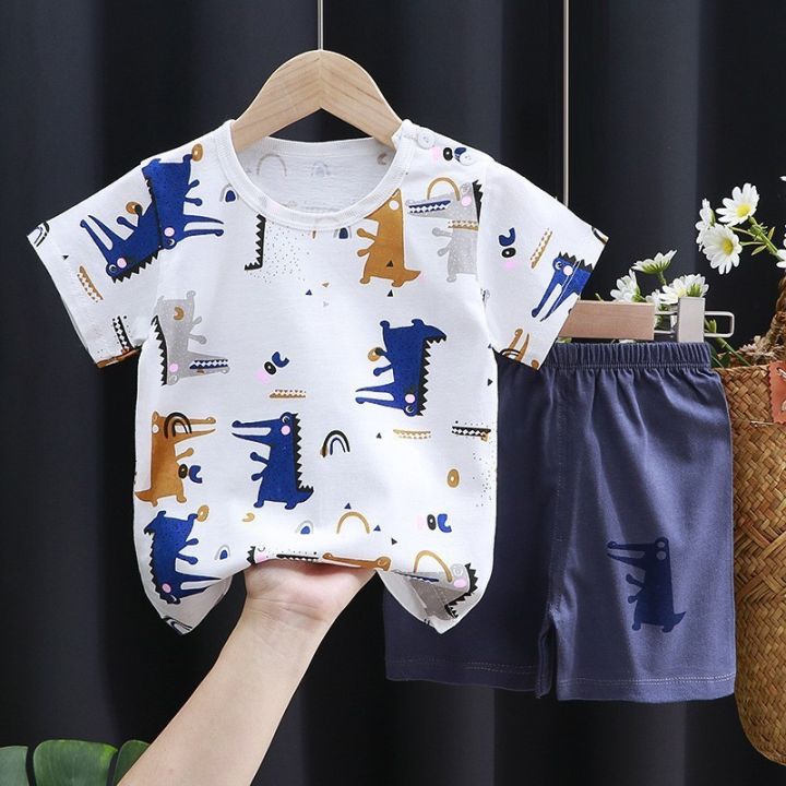 Girls'%20Children's%20Clothing%20Short%20Sleeve%20Shirt%20Summer%20New%20Suit%20One-Piece%20Pure%20Cotton%20Clothes%20Korean%20Style%20Baby%20Baby%20Boy%20-%20Image%202