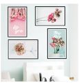 New Nordic Modern Creativity Pink Plants Flowers Study Room Decorative Canvas Painting Home Decor Wall Art Floral Picture. 