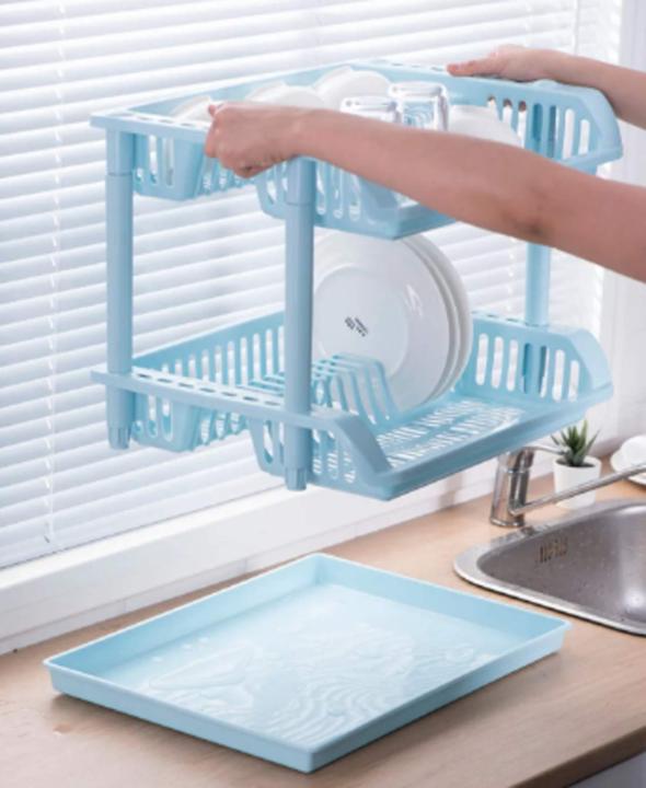 Plastic%202-Tier%20Durable%20Dish%20Dryer%20Rack%20for%20Kitchen%20Organizer%20Storage%20Space%20Saver%20Shelf%20Utensils%20Holder%20Tableware%20Drainer%20Over%20The%20Sink%20Rack%20Easy%20Adjustable%20-%20Image%203