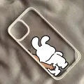 Cute Rabbit Bear Couple Phone Case For iPhone 15 14 Pro 13 12 Mini 11 XR XS Max 16 7 8Plus Lovers Paired Clear Hard Cover Fundas. 