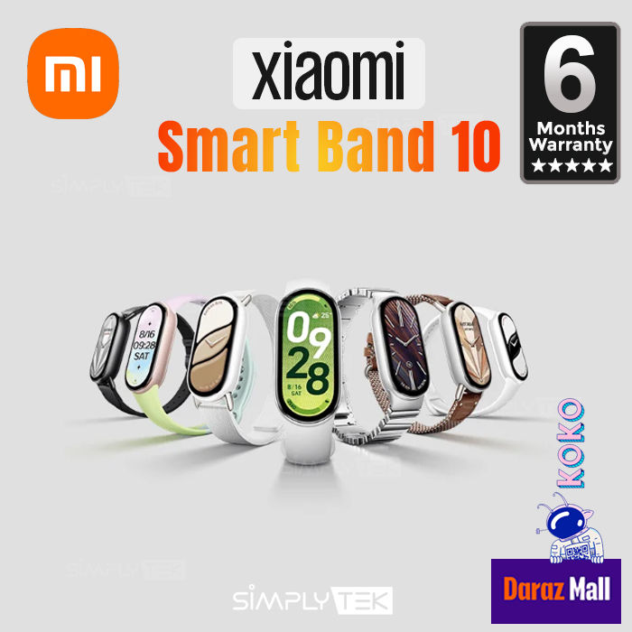 Xiaomi Mi Band 10 smart watch, Mi band 10 smart watch AMOLED Touch Display. 5ATM, Bluetooth® 5.4, 24hr heart rate, Blood Oxygen Monitor