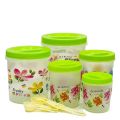 High Quality Plastic 5 Pieces Containers Set With Spoons. 