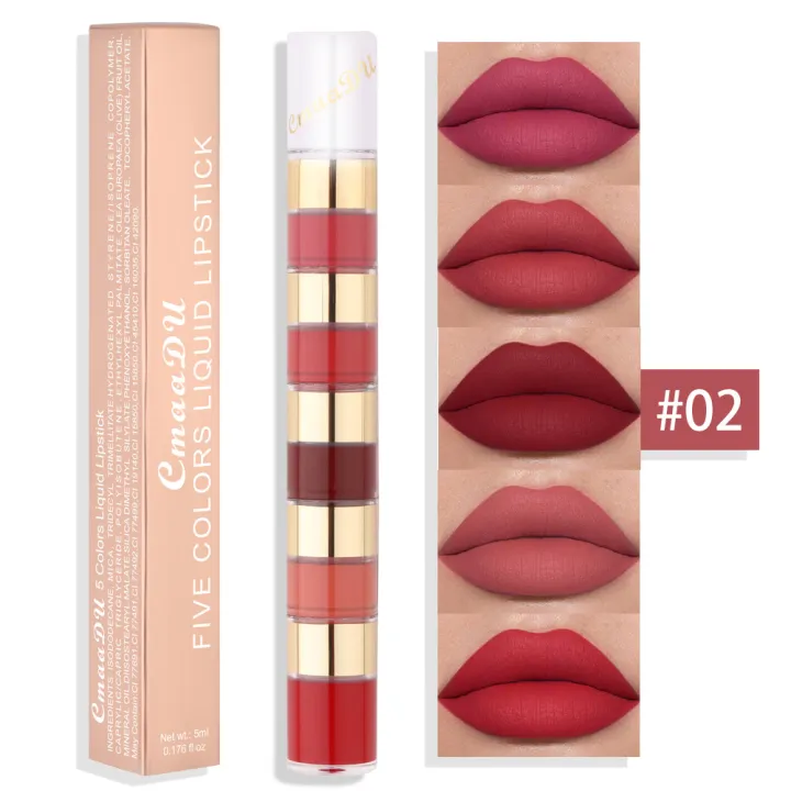 KankongAgu%205%20In%201%20Matte%20Lipstick%20Kit%20Combo%20Strip%20Velvet%20Red%20Lip%20Tint%20Non-stick%20Cup%20Lip%20Gloss%20Lip%20Oil%20Makeup%20Lips%20Cosmetic%20Set%20-%20Image%202