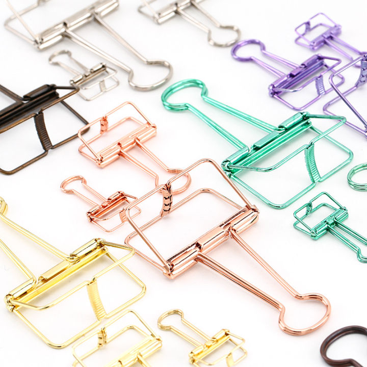 8 Colors 3 Sizes Ins Colors Gold Sliver Rose Green Purple Binder Clips Large Medium Small Study Binder Clips