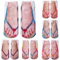 2023 New Funny 3D Printed Toe Flip Flops Skull Canvas Shoes Patterned Creative Ankle Socks Unisex Halloween Christmas Gift. 