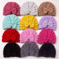 Baby Bow Hat Autumn Winter Knitted Baby Girl Beanie Elastic Kids Turban Hat Solid Color Infant Bonnet Newborn Cap. 