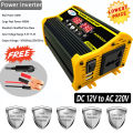 Modified Sine Wave Inverter  (Real 300W) Peak Power 4000W  Power Inverter DC 12V to AC 220V Car Power Charger Inverter 2A Dual USB. 