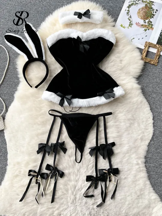 SINGREINY%20Cosplay%20Rabbit%20Maid%20Nightwear%20Halter%20Splice%20FuEfficientr%20Bow%20Lingerie%20Combination%20Christmas%20Porno%20Underwear%20Sets%20-%20Image%202
