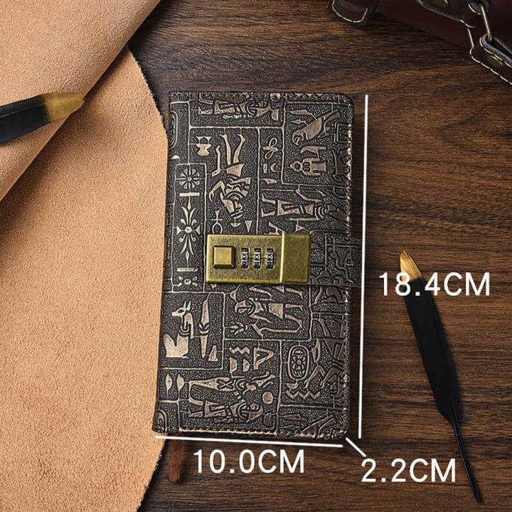 password with lock diary notepad scheduler European retro notebook hand ledger diary 200 pages