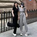 100% Casual Fashion Set Women's Summer Design Slimming Irregular Short Sleeve Cardigan Top Wide Leg Pants Two-Piece Set. 