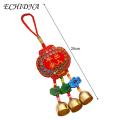 New Year Pendant Colorful Embroidered Wind Chimes for Festive Car Decoration Vibrant Metal Bell Hanging Decor Chinese-style Wind Chime Sachet. 