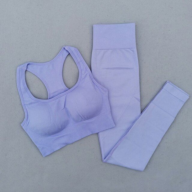 set XL or XXL (55-75kg)】 Women’s Yoga Outfits Piece Set Workout Tracksuits Bra High Waist Seamless Leggings Active Wear Clothing Set