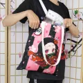 【ALLGOOD】Anime Demon Slayer Kimetsu No Yaiba Colorful Digital Printing Shoulder Bag Girls Canvas Shopping Bag Tote Bag. 