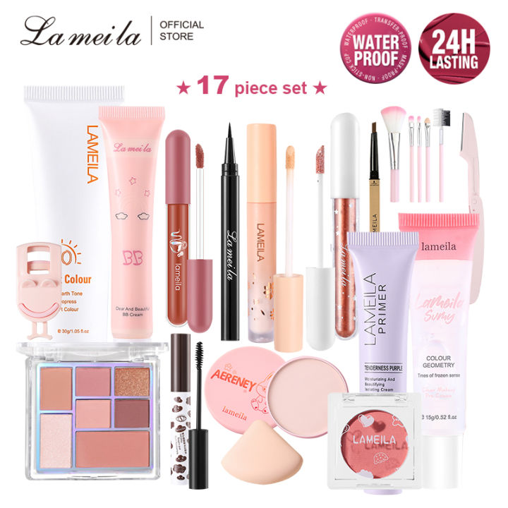 Lameila%20Full%20Set%20Of%20Cosmetics%2020%20Pieces%20BB%20Cream%20Front%20Cream%20Protection%20Cream%20Concealer%20Set%20Makeup%20Powder%20Eye%20Cosmetics%20Mascara%20Eyeliner%20Lipstick%20Eyelash%20Clip%20Makeup%20Tool%20-%20Image%203