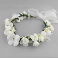Artificial Flower Wreath Bride Women Flower Crown Hair Band Wedding Floral Headband Garland Ribbon Girl Hair Accessories. 