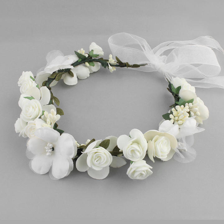 Artificial%20Flower%20Wreath%20Bride%20Women%20Flower%20Crown%20Hair%20Band%20Wedding%20Floral%20Headband%20Garland%20Ribbon%20Girl%20Hair%20Accessories%20-%20Image%202