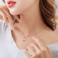 Simple Retro Crescent Moon Star Necklace Charm Chain Women Titanium Steel 18K Gold Plated jewelry. 