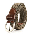 Canvas Elasticated belts Mens womens PU leather Canvas stretch belt Elasticated PU leather trim belt for Casual wear use Adjustable fit Accessory for jeans Suitable for all occasions. 