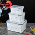 Silicone Seal Crisper Box Stackable Crisper Box with Drainage Basket for Food Storage Leakproof Stackable Container for Fruits Vegetables 850/1750/3300 Ml Sizes Available. 