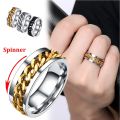 Cool Punk Stainless Steel Rings Rotatable Bottle Opener Spinner Chains, Gothic Style for Men and Women. 