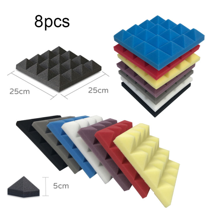 8pcs Soundproofing Foam 25x25x5cm Pyramid Studio Acoustic Sound ...