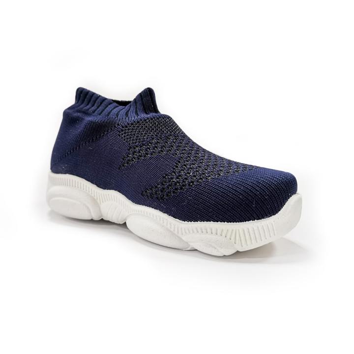 Kids SPLENDOR Knitted Navy Blue Casual Shoes - TUK