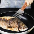 Stainless Steel Fish Spatula Turner, Wood Handle Fish Spatula, Slotted Turner, Kitchen Metal Spatula for Flipping Frying. 