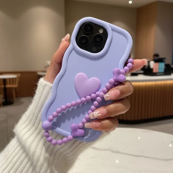 CAMMY%20Cute%20Wave%20Silicone%203D%20Heart%20Phone%20Case%20With%20Pearl%20Strap%20For%20iPhone%207%208%20X%20XR%20XS%2011%2012%2013%2014%2015%2016%20Pro%20Max%20Shockproof%20Cover%20FOR%20Girls%20new%20-%20Image%202