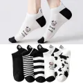 5 Pairs Cotton Women Socks Cute Cows Stripe Street Female Sock Short Casual Fashion Summer Hot Sale Girls Sox. 