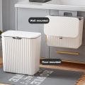 1 Piece Wall Mounted Kitchen Trash Can with Lid Hanging Trash Bin for Bathroom Cabinet 9L. 
