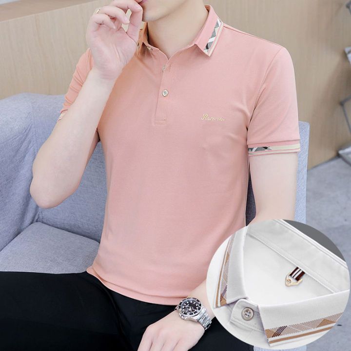 2024%20Summer%20New%20Men's%20Lapel%20Thin%20Slim-Fit%20Short%20Sleeve%20T%20T-shirt%20ins%20Trendy%20polo%20Shirt%20with%20Collar%20Menswear%20Clothing%20-%20Image%205