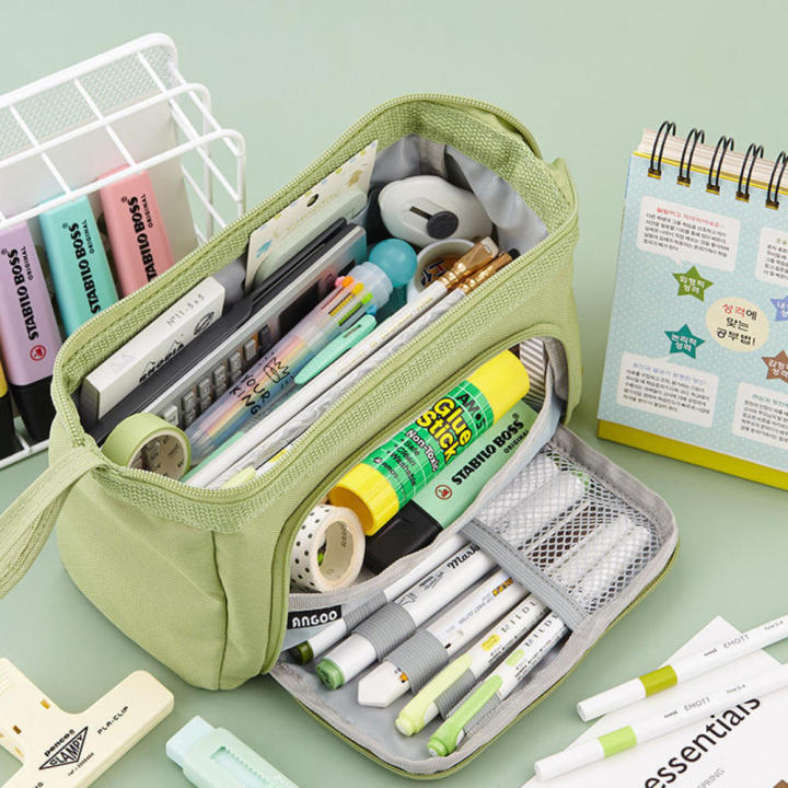 Pencil%20Case%20With%20Multiple%20Compartments%20Simple%20Stationery%20Case%20Double%20Layer%20Pencil%20Case%20Large%20Capacity%20Pencil%20Bag%20Canvas%20Pencil%20Case%20-%20Image%202