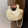 Summer Accessory Crochet Bags Artisanal Small Size Lightweight Handwoven Handbags Cotton Thread Designer Collection Ladies Bag for Beach Outing Women's Fashion Casual Style Accessory for Vacation. 