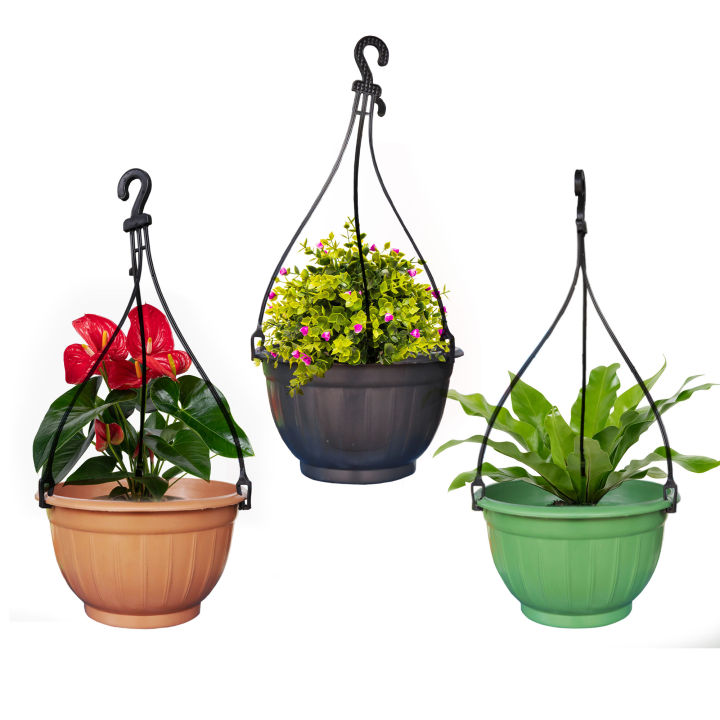Hanging Flower Plant Pots Indoor Outdoor Balcony Patio Hanging Basket Set for Home Gardening 5PCS