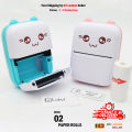 Small Portable Wireless Thermal Photo Printer Pocket Student Mini Bluetooth printer portable Label Printer cat printer WITH 2 PAPER ROLLS. 