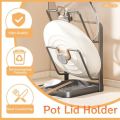 New Multifunctional Kitchen Pot Lid Storage Rack with Removable Drip Tray Durable Kitchen Pot Lid Holder Pots Lids Organizer Rack. 