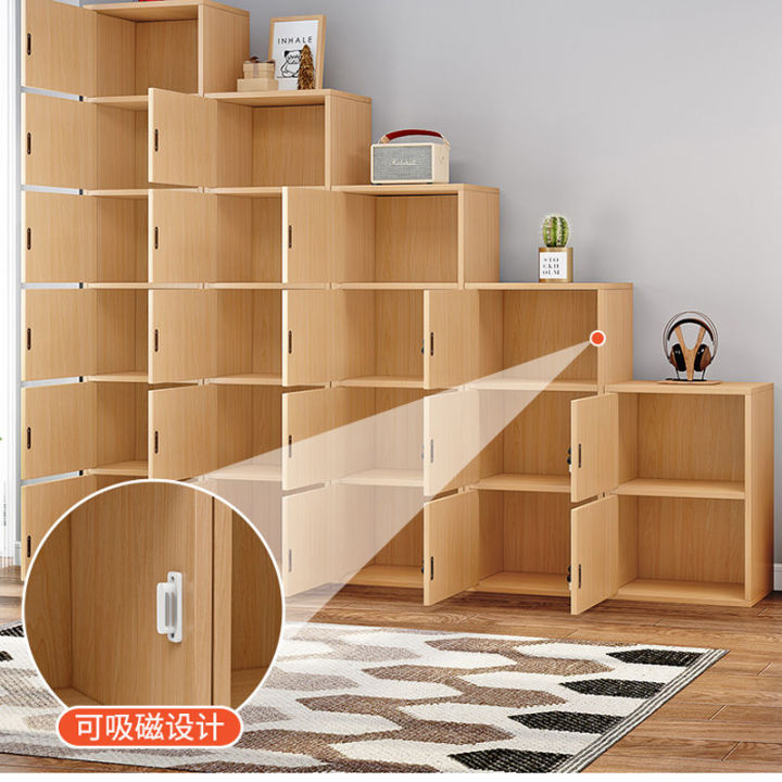 Simple%20Bookcase%20Bookshelf%20with%20Door%20Locker%20with%20Lock%20Floor%20Simple%20Modern%20Storage%20Cabinet%20Student%20Storage%20Cabinet%20against%20the%20Wall%20-%20Image%202