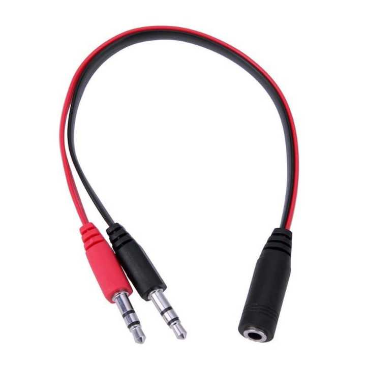 3.5mm Jack Headphone Mic Audio Y Splitter Cable 1 Female to 2 Male with Separate Headset/Microphone Adapter