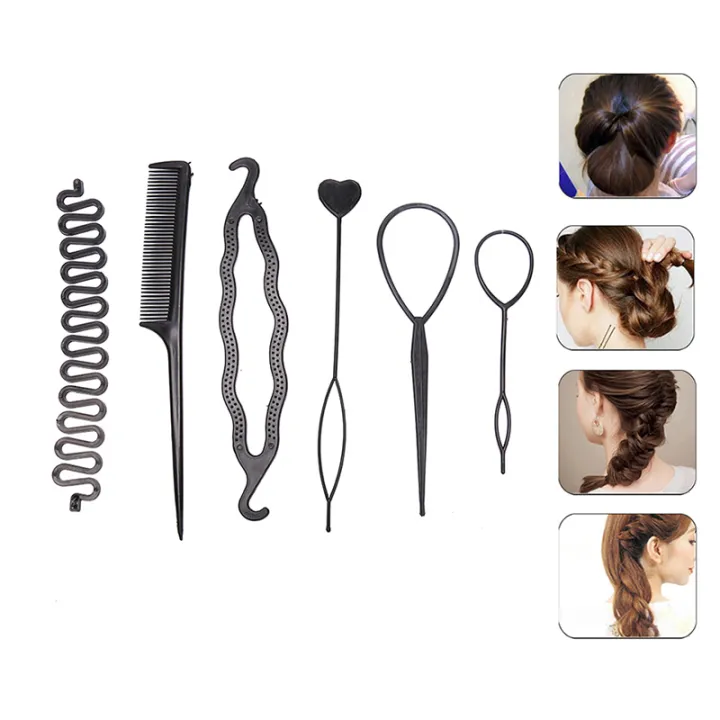 3/4/6pcs%20French%20Braid%20Tool%20Loop%20Elastic%20Hair%20Bands%20Remover%20Cutter%20Rat%20Tail%20Comb%20Metal%20Pin%20Tail%20Braiding%20Combs%20For%20Hair%20Styling%20-%20Image%202