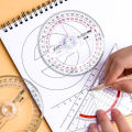【ZIME】All Circular 10cm 360 Degree Pointer Protractor Ruler Angle Finder Random. 